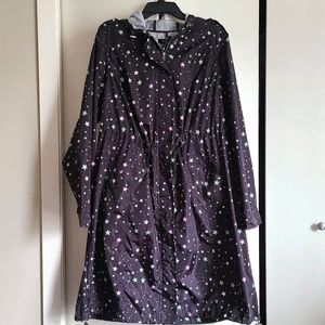 🆕️ BLACK STAR NYLON HOODED LONGLINE RAIN JACKET